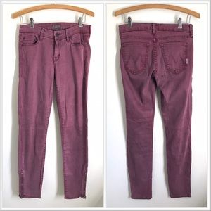 Mother The Looker Jeans Ankle Zip Pop Skinny Colored Denim Purple size 26